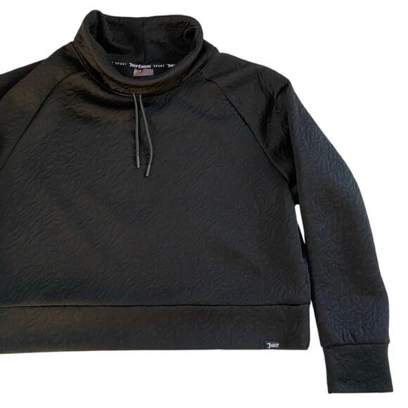 Juicy Couture Sport Black Quilted Crop Funnel Neck Pullover Sweatshirt- L - Picture 14 of 15